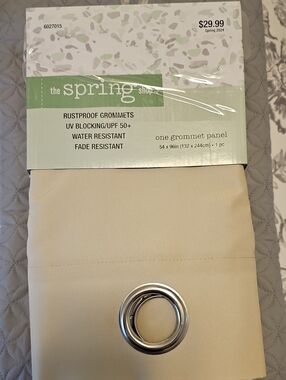 The Spring Shop Beige Curtain Panel with Silver Grommet